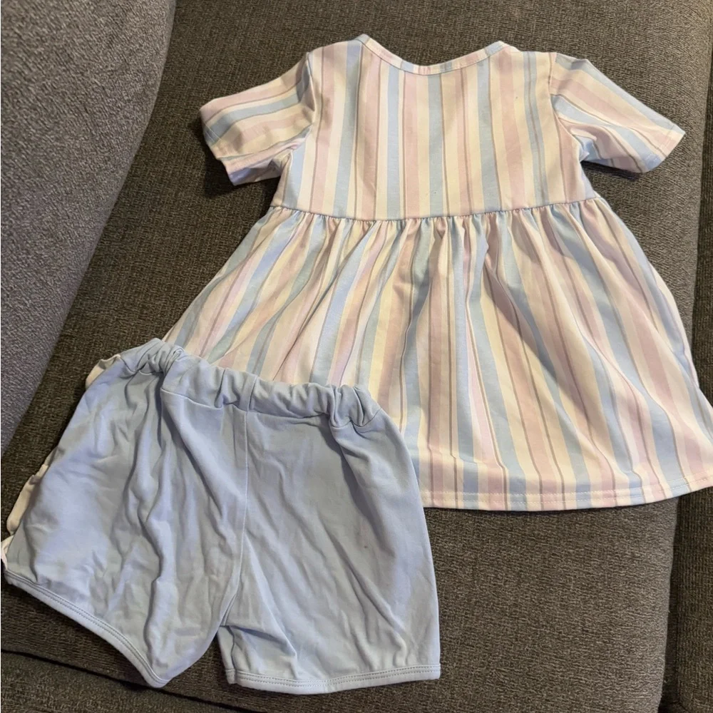 Striped Top and Shorts Set - Embroidered Crabs - Abby & Evie - Size 3T - Picture 2 of 7